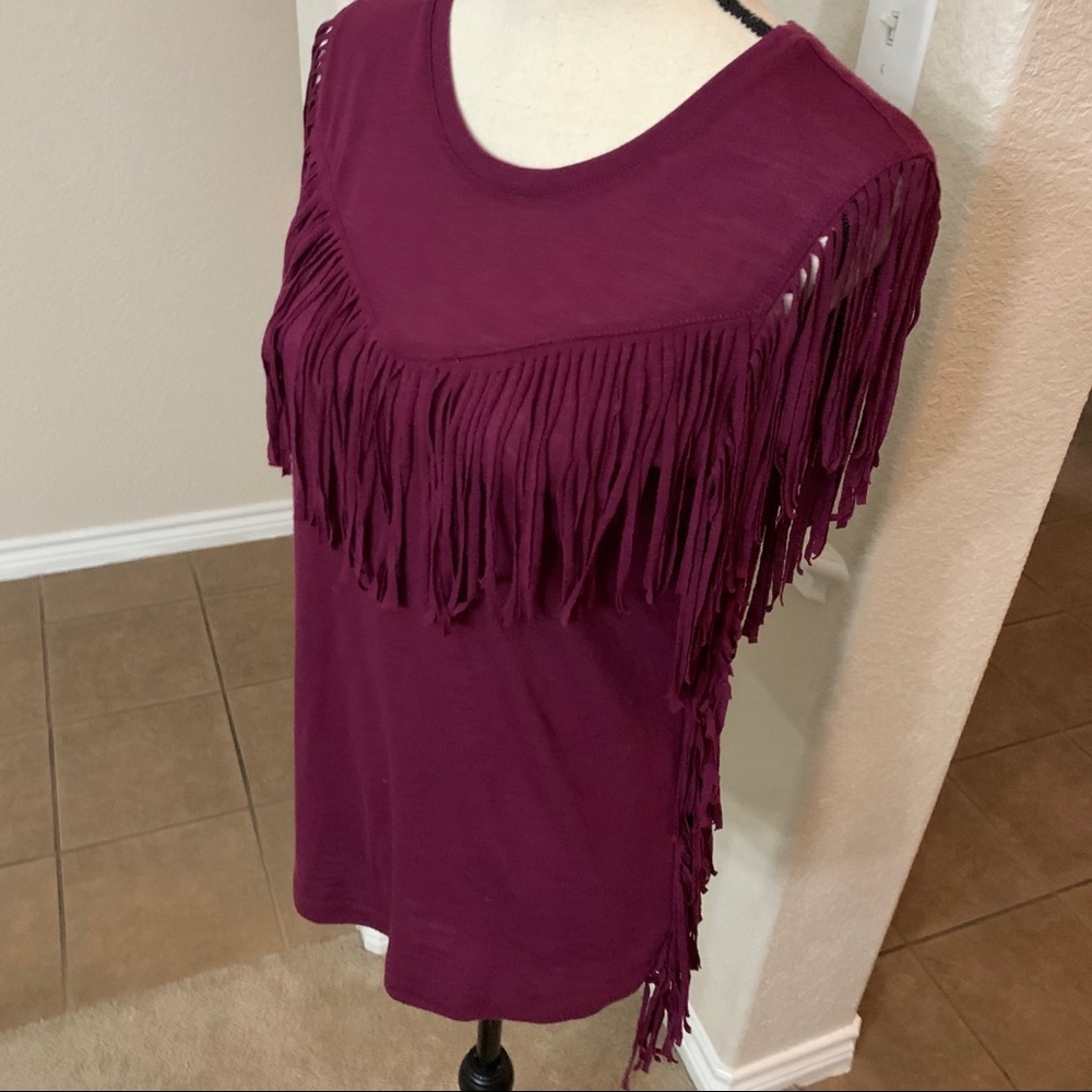 Xhilaration maroon fringe top Size XS - Picture 8 of 14